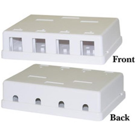 CABLE WHOLESALE Cable Wholesale Blank Surface Mount Box for Keystones; 4 Hole; White 300-3144E